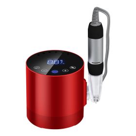 2023 New 35000 rpm Smart LCD Touch Screen Nail Polisher Electric Nail Grinder Peeling Tool With 6 Grinding Heads (Electrical outlet: 220V EU, Color: Red)