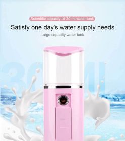 New Upgrade Mini Portable Nano Sprayer USB Facial Body Atomizer Steamer Moisturizing Skin Care Handheld Spray Skin Moisture Test (Color: Pink)