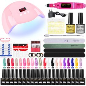 MOSKANY Professional Nail Set Nail Gel Kit With 120W/54W UV Nail Lamp And Nail Drill For All Drying Gel Nail Polish Manicure Set (Color: YH33-2)