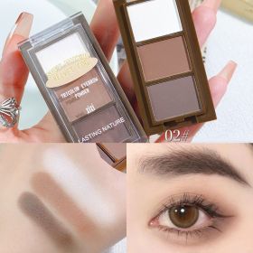 3 Color Eyebrow Powder Palette Waterproof Portable Easy To Color Eyebrow Cream Long-lasting Natural Eyebrow Powder Makeup Tools (Color: 02)