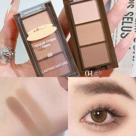 3 Color Eyebrow Powder Palette Waterproof Portable Easy To Color Eyebrow Cream Long-lasting Natural Eyebrow Powder Makeup Tools (Color: 01)