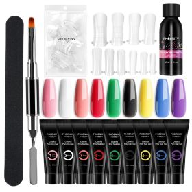 Manicure Set Poly Extension Nail Kit Gel Nails Complete Kit Gel For Extension Semi Permanent UV Varnish Kit Nail Tools Sets (Color: 9PC New Gel Set)