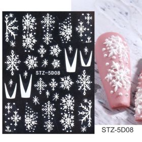 Nail Sticker V-Shaped Three-Dimensional Christmas Snow 5D Resin Nail Paste (Series: 8)