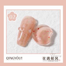 Nail Polish Flowers Petal Translucent Soft Semi Permanent Varnish Hybird UV Acry Japanese Wind Nail Art Soak Off Gel (Color: 02)