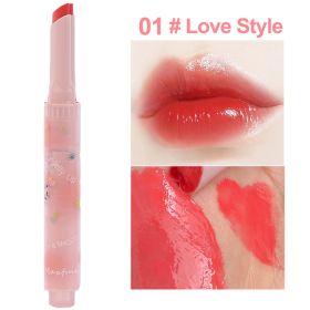 Jelly Mirror Lipstick Makeup Love Shape Waterproof Non-stick Cup Solid Lip Gloss Clear Long Lasting Moisturizing Lipstick Pen (Color: E01)