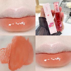 Crystal Glossy Lip Glaze Mirror Cute Bear Lip Gloss Waterproof Transparent Nude Liquid Lipstick Lip Girls Makeup Korean Makeup (Color: A02)