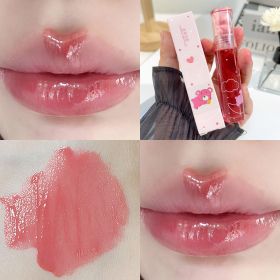 Crystal Glossy Lip Glaze Mirror Cute Bear Lip Gloss Waterproof Transparent Nude Liquid Lipstick Lip Girls Makeup Korean Makeup (Color: A01)