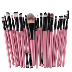 20Pcs Makeup Brushes Set Professional Plastic Handle Soft Synthetic Hair Powder Foundation Eyeshadow Make Up Brushes Cosmetics (Handle Color: Pink)