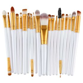 20Pcs Makeup Brushes Set Professional Plastic Handle Soft Synthetic Hair Powder Foundation Eyeshadow Make Up Brushes Cosmetics (Handle Color: White)