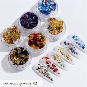 6PCS/Set Nail Beauty Chrome Glitter Kit;  Nail Sequin Nail Art Mirror Powder Decoration (design: 02)