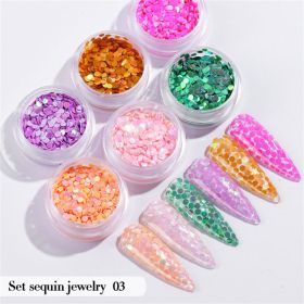 6PCS/Set Nail Beauty Chrome Glitter Kit;  Nail Sequin Nail Art Mirror Powder Decoration (design: 03)