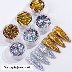 6PCS/Set Nail Beauty Chrome Glitter Kit;  Nail Sequin Nail Art Mirror Powder Decoration (design: 09)