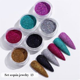 6PCS/Set Nail Beauty Chrome Glitter Kit;  Nail Sequin Nail Art Mirror Powder Decoration (design: 13)