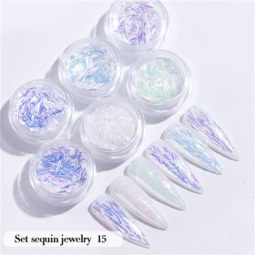 6PCS/Set Nail Beauty Chrome Glitter Kit;  Nail Sequin Nail Art Mirror Powder Decoration (design: 15)