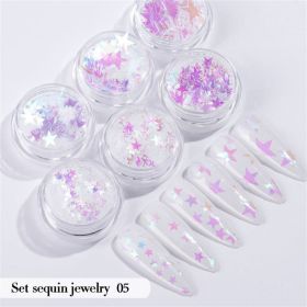 6PCS/Set Nail Beauty Chrome Glitter Kit;  Nail Sequin Nail Art Mirror Powder Decoration (design: 05)