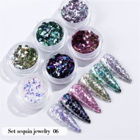 6PCS/Set Nail Beauty Chrome Glitter Kit;  Nail Sequin Nail Art Mirror Powder Decoration (design: 06)