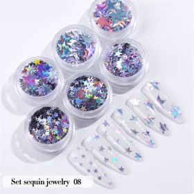 6PCS/Set Nail Beauty Chrome Glitter Kit;  Nail Sequin Nail Art Mirror Powder Decoration (design: 08)