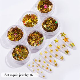 6PCS/Set Nail Beauty Chrome Glitter Kit;  Nail Sequin Nail Art Mirror Powder Decoration (design: 07)