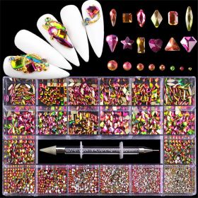 21 Grids a Box; Hot Sale 21 Grid Boxed Nail Diamond Flat Glass Shaped Diamond DIY Nail Rhinestone Nail Art Jewelry Set (design: 06)