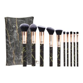 Makeup Brushes Synthetic Foundation Powder Concealers Eye Shadows Makeup 10 Pcs Brush Set (Color: Black)